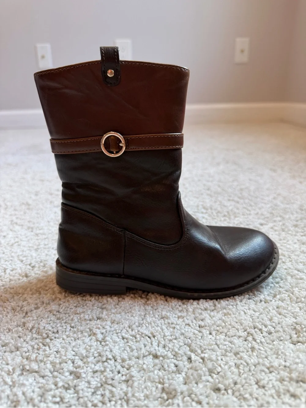 Gymboree Dark Brown Girls Pull-On Mid-Calf Boots with Buckle